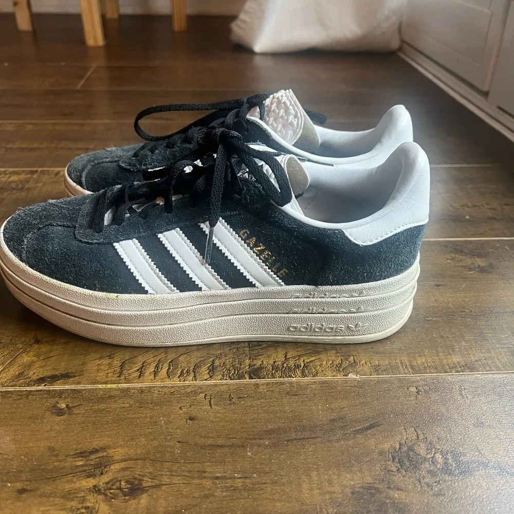 adidas Gazelle Platform Black with White Stripes
